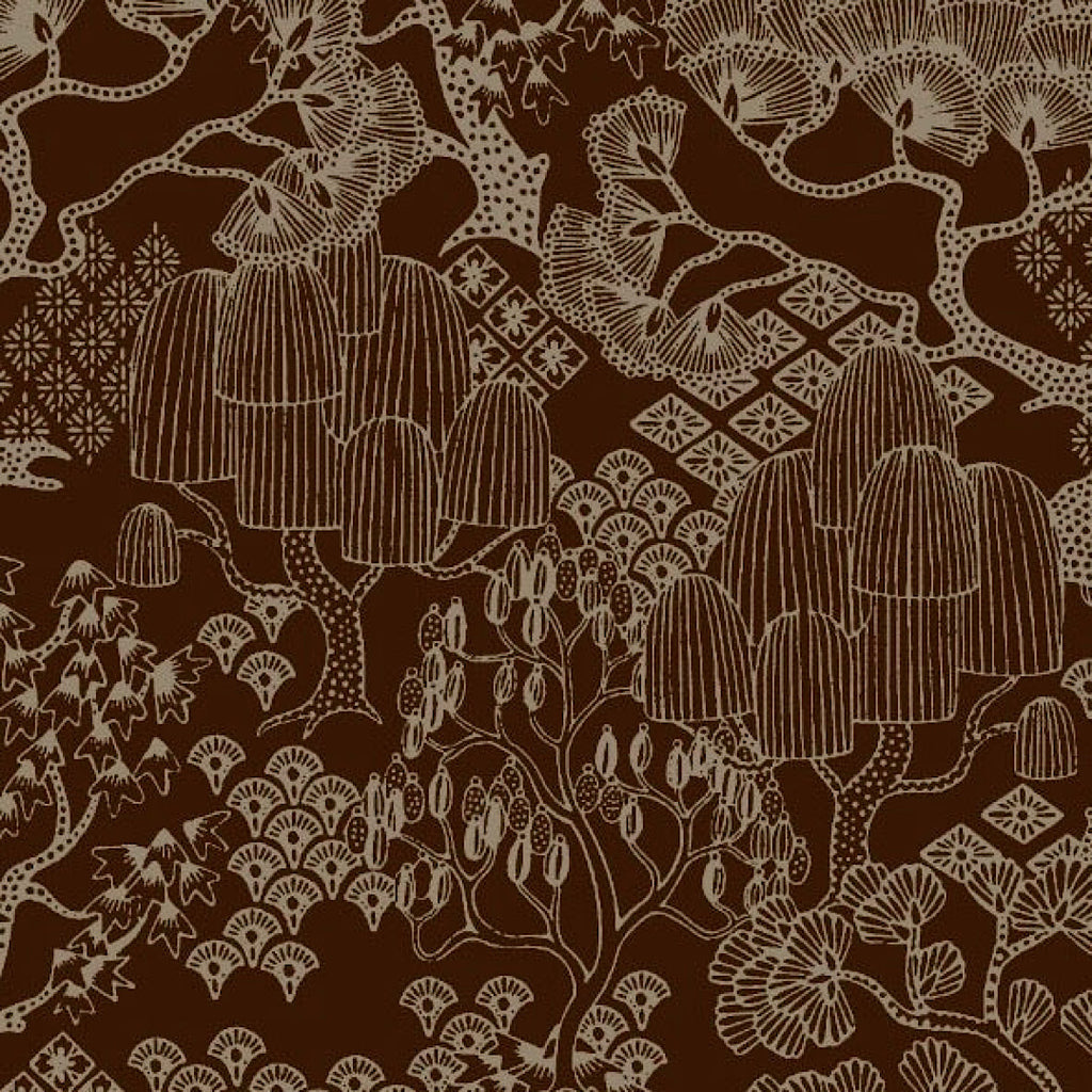 Brown & Gold on Satin Georgette OM SG 119