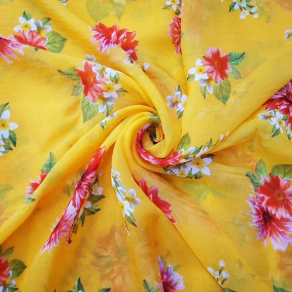 Floral Whisper: Embrace Graceful Beauty in Pure Chinon Chiffon