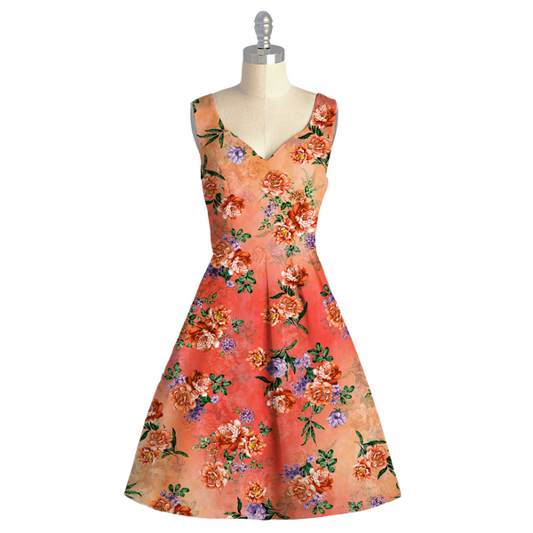 Whimsical Watercolors: Floral Delights on Satin Georgette
