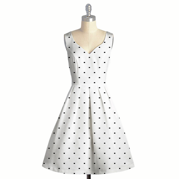 Dotted Geometry: Satin Georgette Fabric with Geometric Dot Patterns