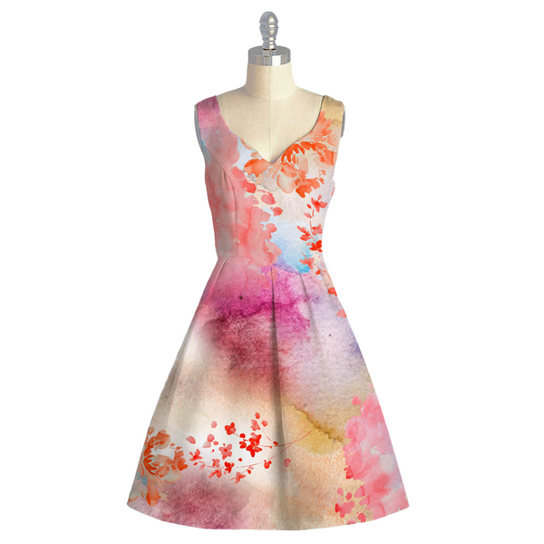 Whimsical Harmony: Unveiling the Enchanting Blend of Abstract and Floral on Satin Georgette
