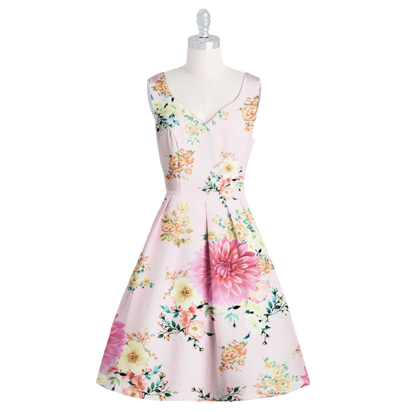 Elegant Blossoms on Soft Organza: Floral Pattern Fabric by OM Fabs