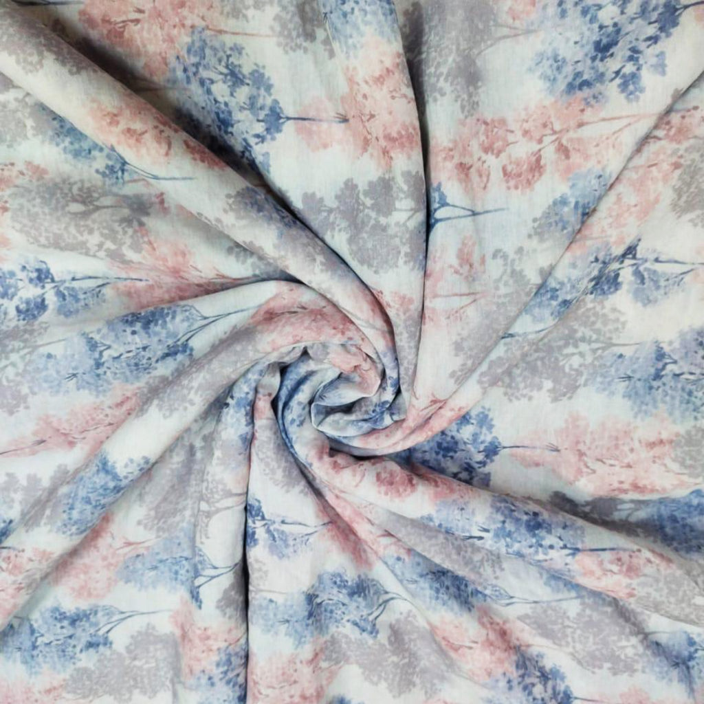 Abstract Garden: Exploring the Fusion of Abstract and Floral on Pure Muslin