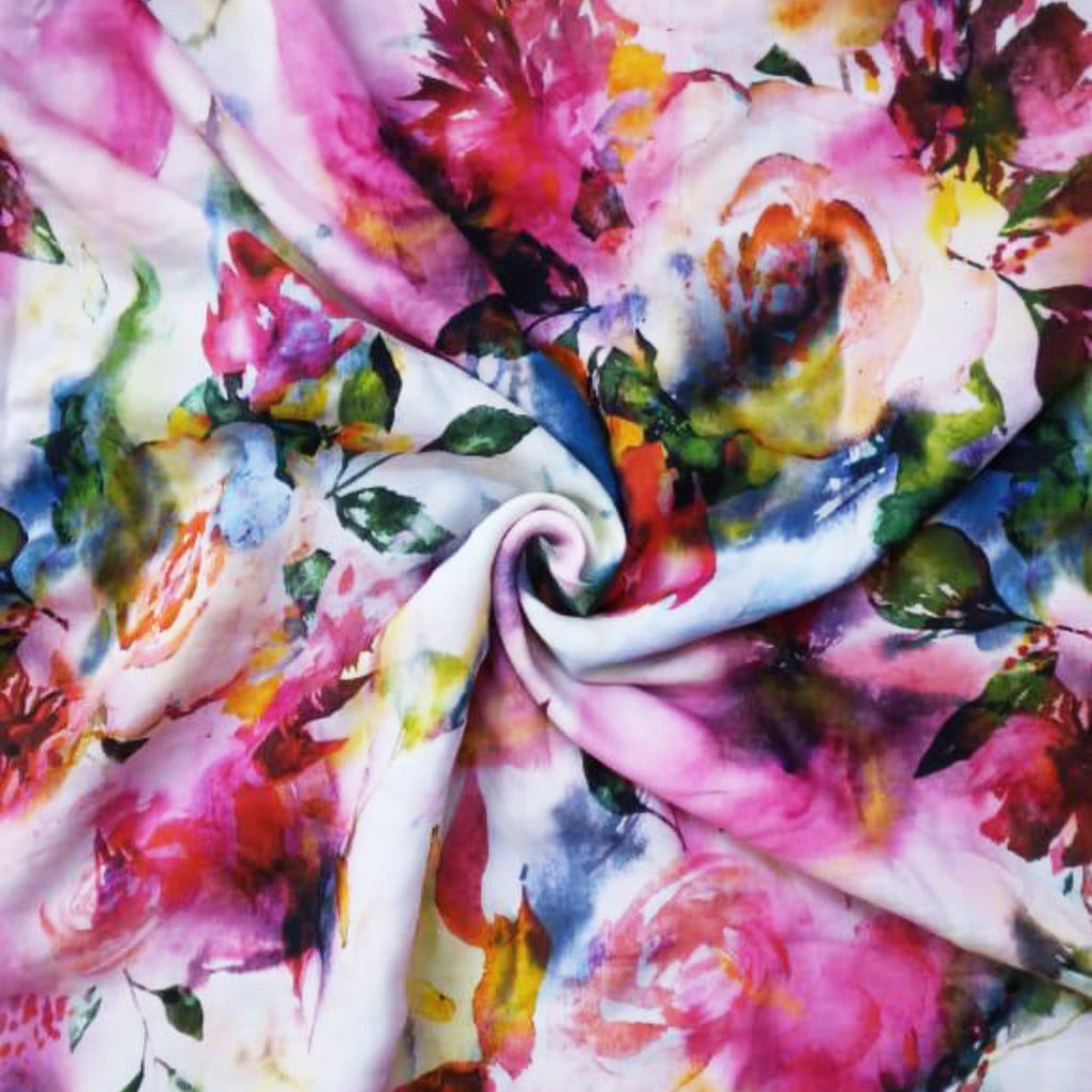 Artistic Blooms: Unveiling the Abstract Floral Fusion on Pure Muslin