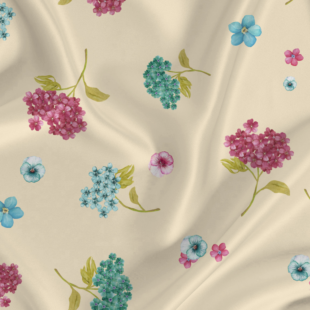 Floral Printed Fabric Material Floral Modal Satin Yellow