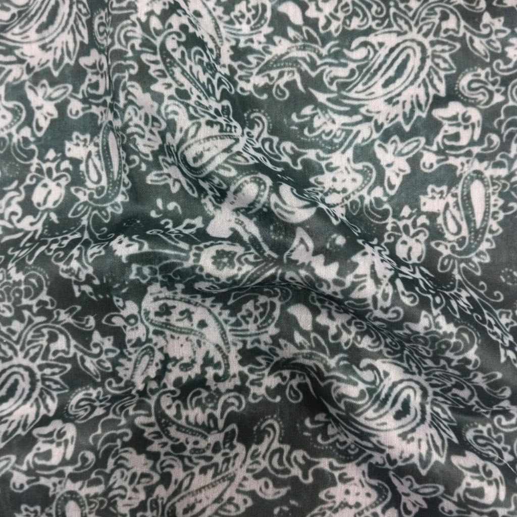 Batik Printed Fabric Material Batik Chanderi Green