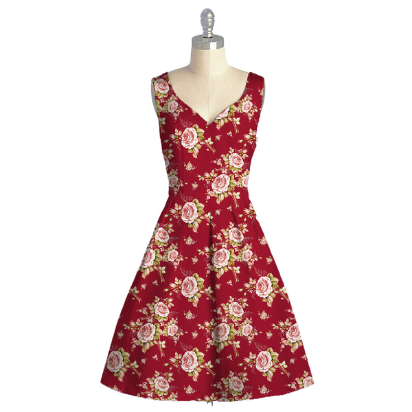 Floral Printed Fabric Material Floral Georgette Red