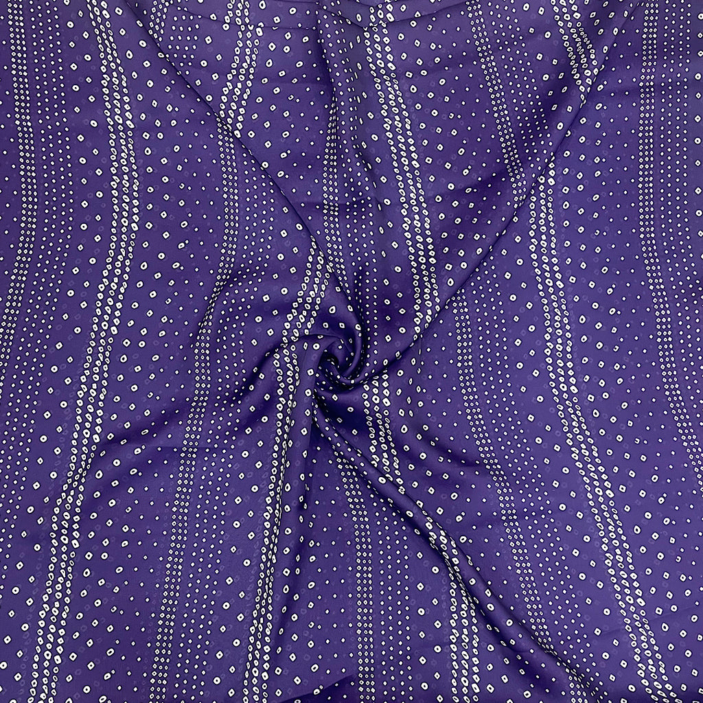 Heena Bandhani Print in Purple on Satin Georgette Fabric