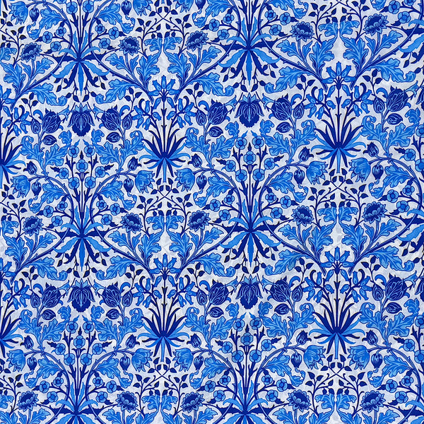 Bin İlyas Traditional Floral Pattern Base Color White , Royal Blue design in Pure Modal Satin  OM PS 403