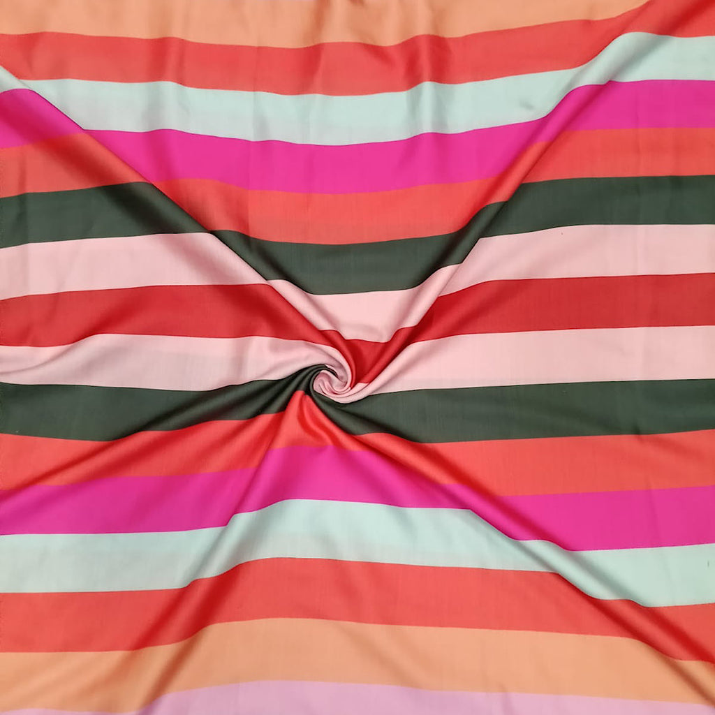 New Subtle Multi Stripes Print On Satin Linen OM SS 631
