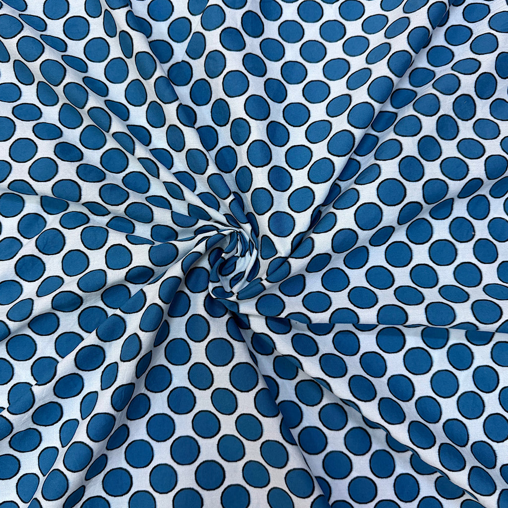 Dhruv Blue Polka Dot Print on Pure Cotton Poplin TK 544