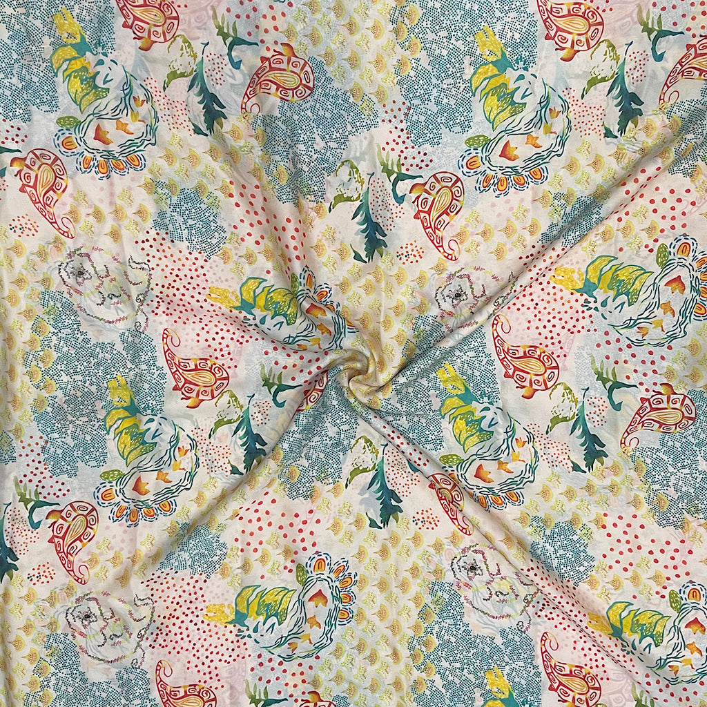 Abstract Floral Pattern Print on Satin Georgette OM TK 240