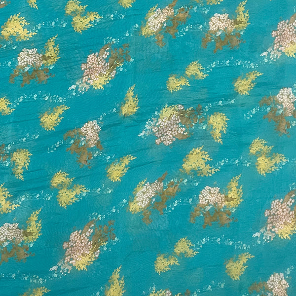 Bhumika Print with Firozi Base & Floral Design on Pure Viscose Organza OM SG 227