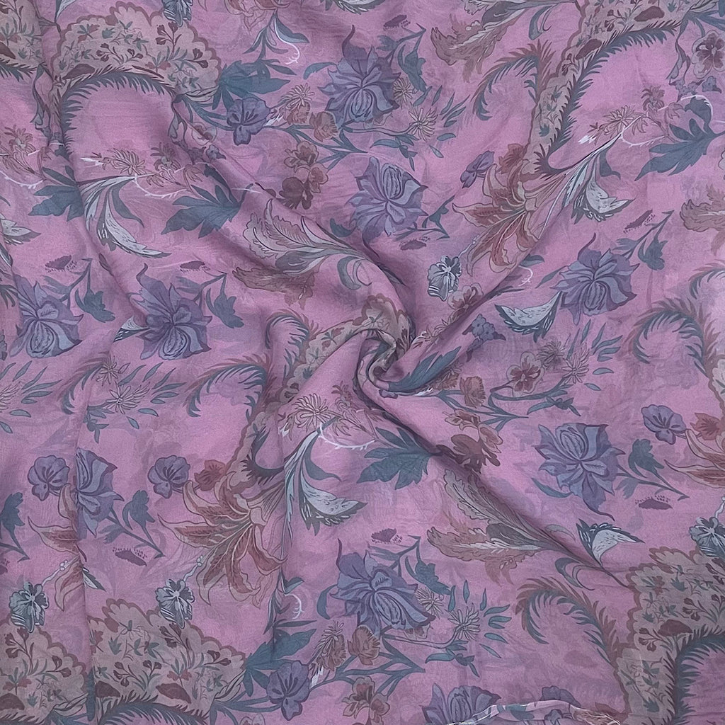 Mahima Floral Bunch Print with Pink Base color Pure Viscose Organza OM SG 213 C2