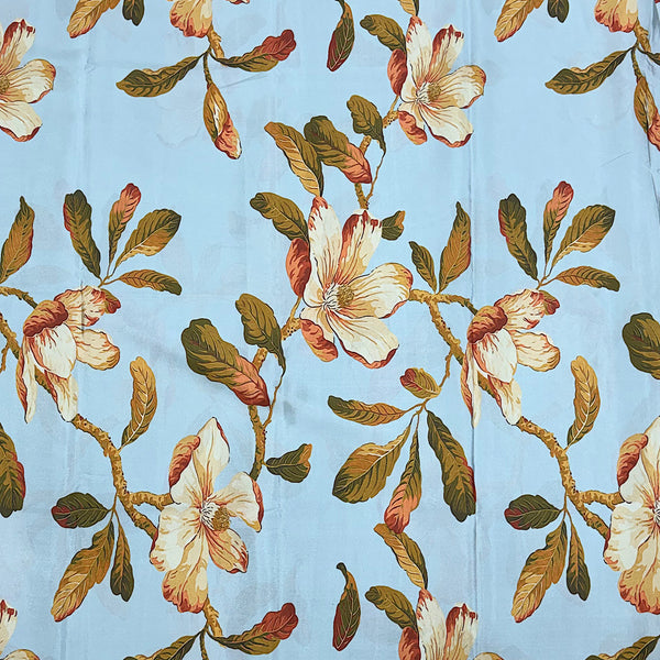 Light Blue Multi Colour Modern Floral Print on Crepe Silk Fabric OM DW 88 C1