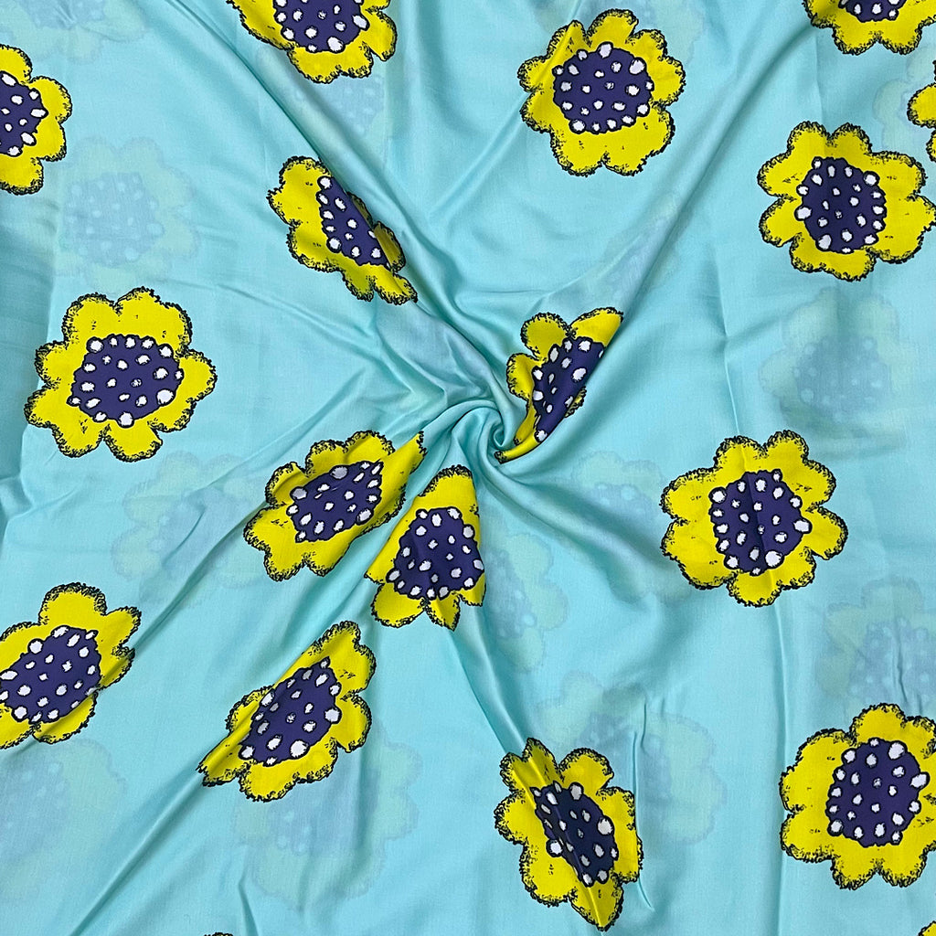 Dhruv English Floral Print in Sea Green Color on Pure Modal Satin Fabric