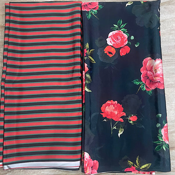 Kajol Blouse Stripes Print in Black color in Crepe Silk