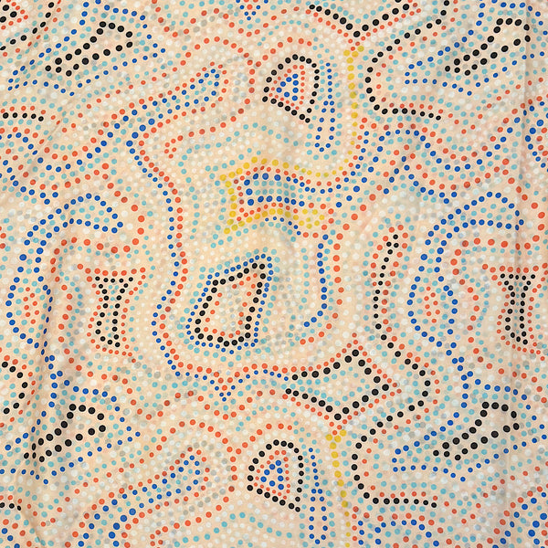 Mitali Dotted Abstract Print Design with Peach Base Colour on Pure Modal Satin