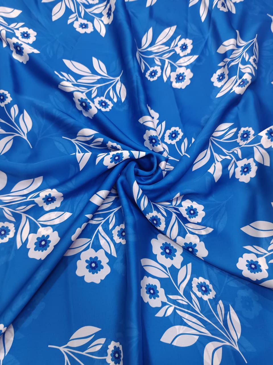 Blue Floral Print on Cotton Cambric SS 852