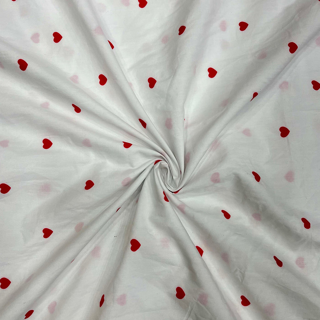 Little Hearts Print on Pure Cotton Poplin Fabric
