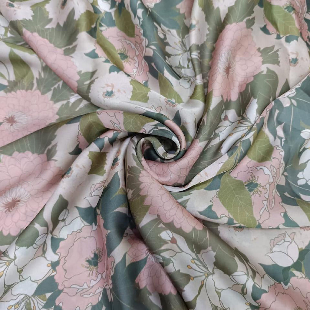 Dusty Floral Print on Satin Georgette OM SS 195