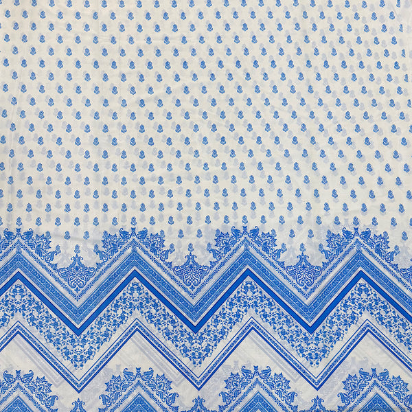 Bin İlyas Traditional Power Blue Colour ZigZag design in Pure Modal Satin  OM PS 402