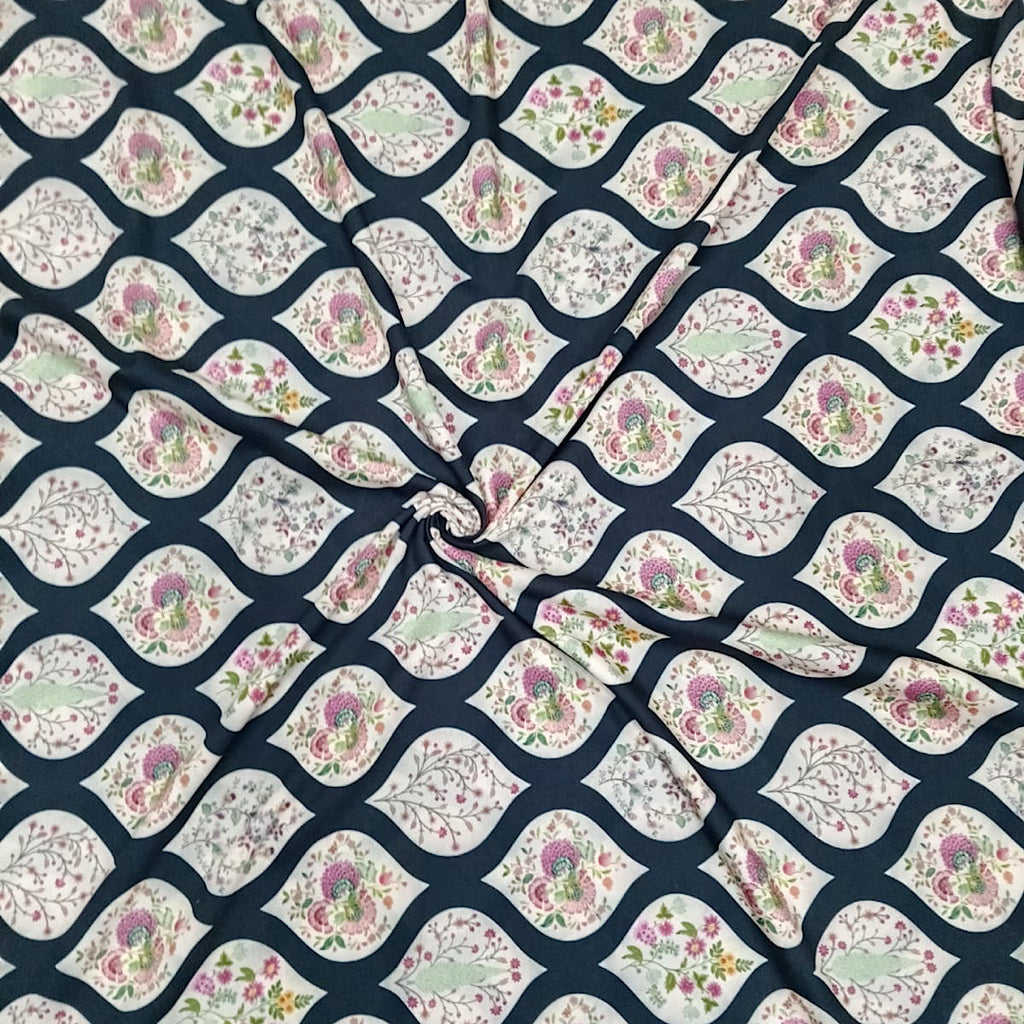 Black Floral Print in Pure Cotton  Cambric SS 826