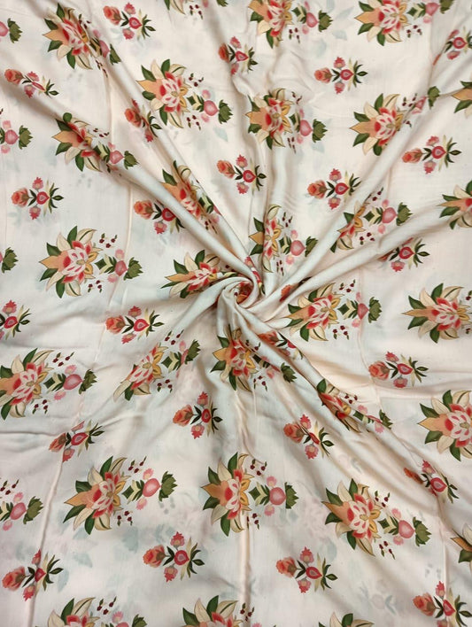 Beige Traditional Booty Floral Print on Pure Muslin OM SG 90