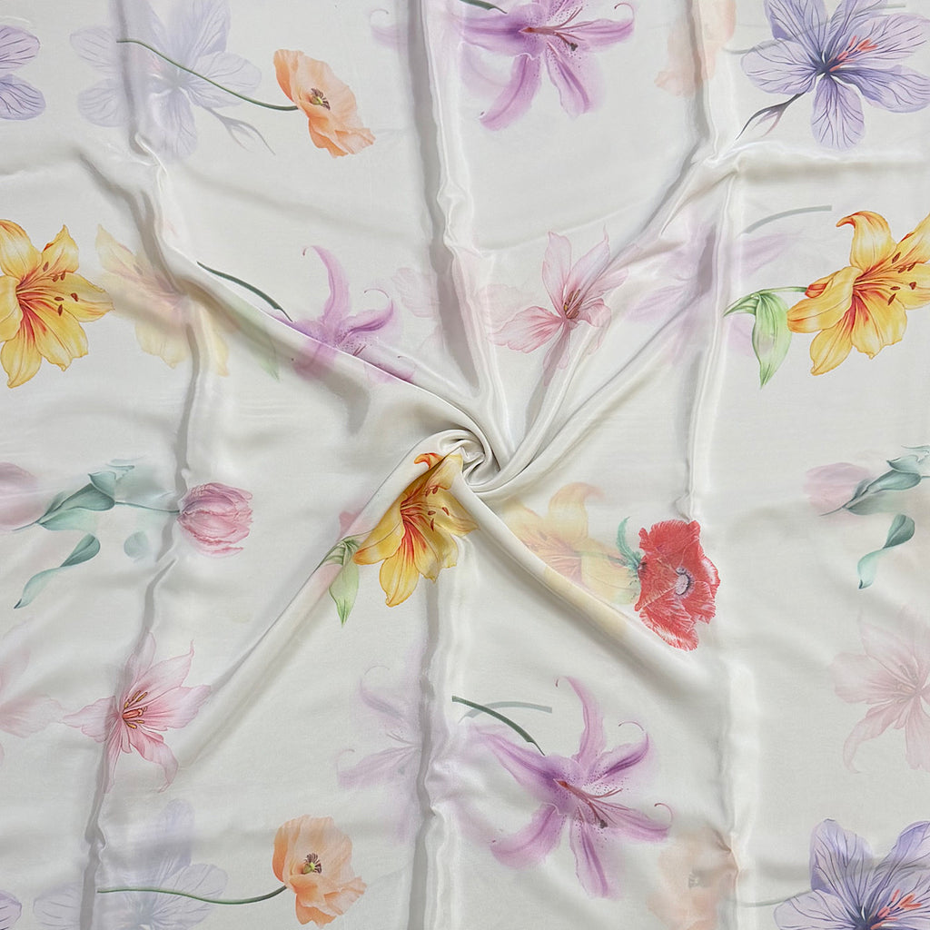 Modern Hand Paint Effect Floral Print for Gowns on Pure Modal Satin