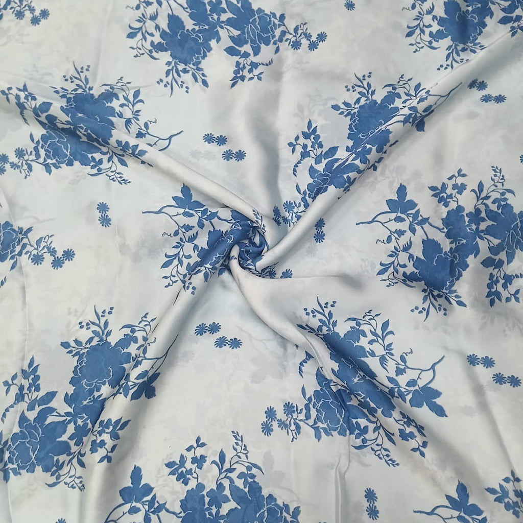 Modern English Floral Print on Satin Georgette OM DW 76
