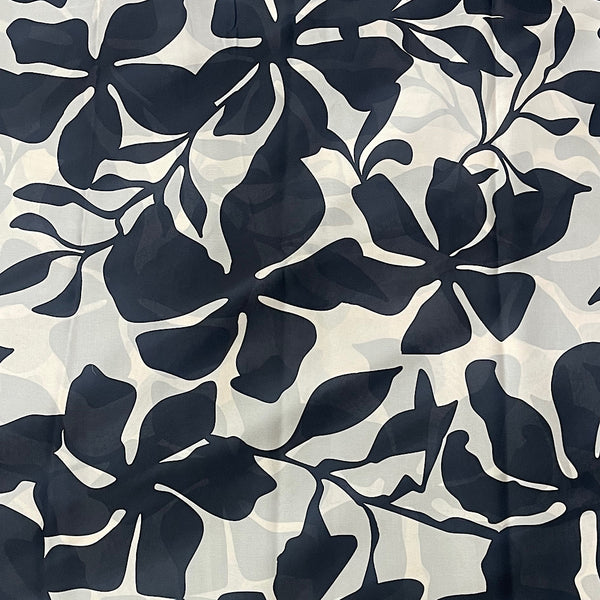 Black & White English Floral Print on Linen Cotton & Satin Georgette OM PS 44