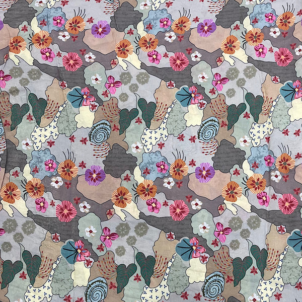 Multi Floral Abstract Print on Pure Gucci Silk