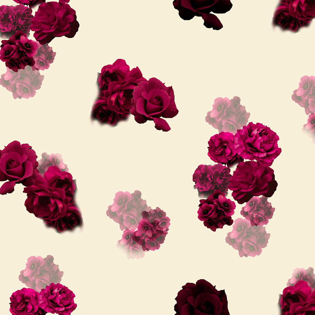 Gazal Pink Floral Bunch Print on Ivory White Base color on Satin Georgette OM SG 225
