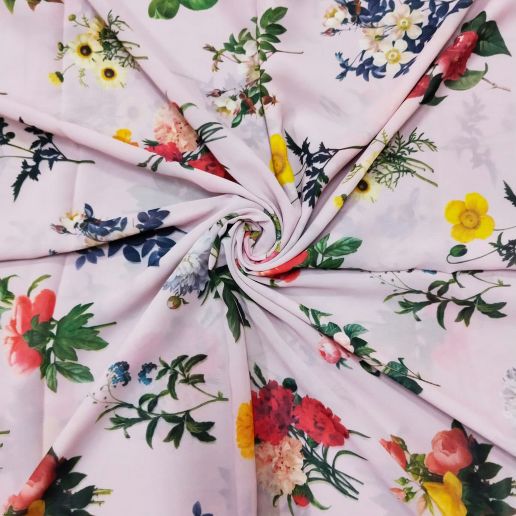 Nature's Harmony: Crepe Silk's Floral Botanical Motifs, by OM Fabs!