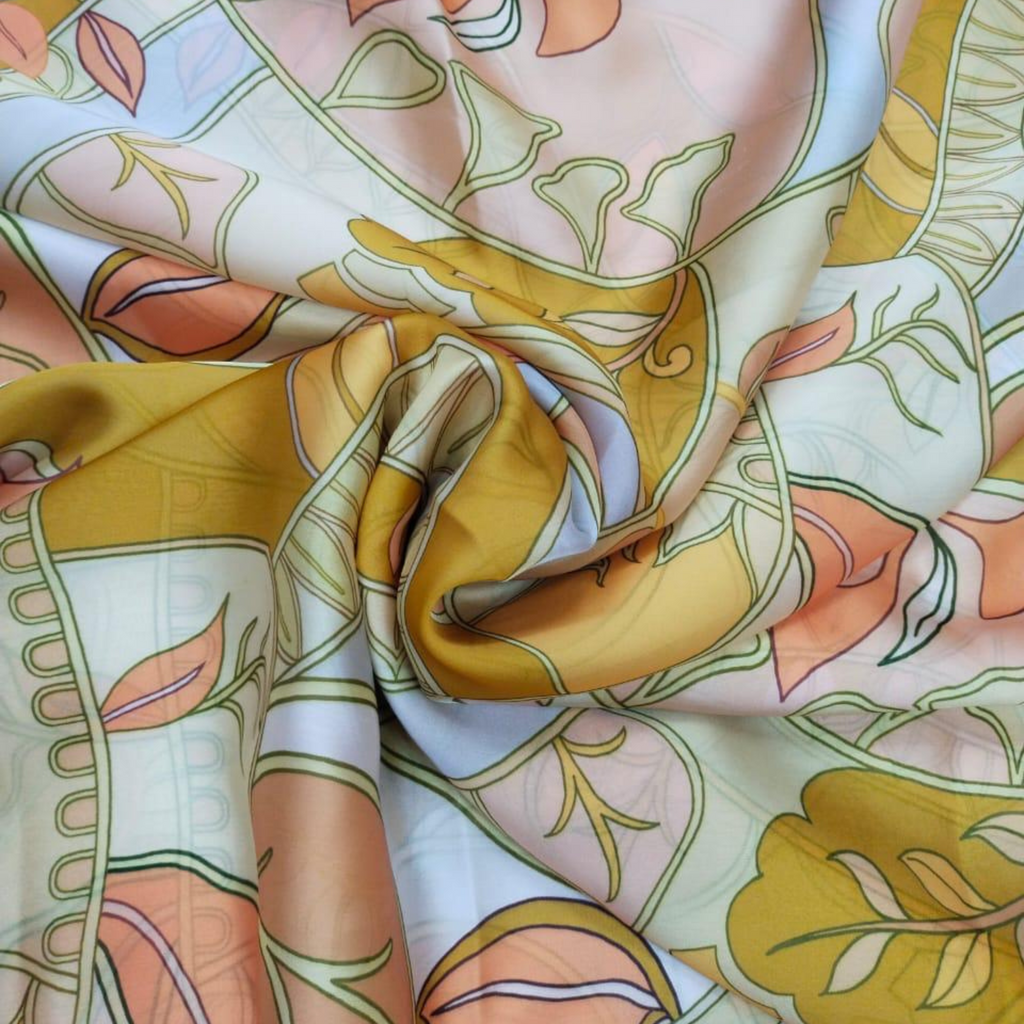 Dynamic Harmony: Satin Georgette Fusion of Abstract Geometry