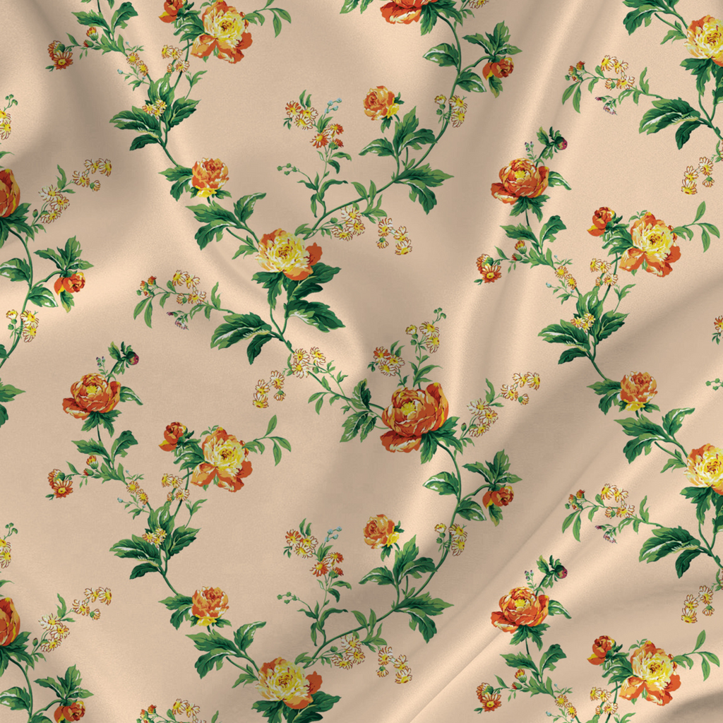 Whimsical Blooms: Modal Satin with Floral Pattern