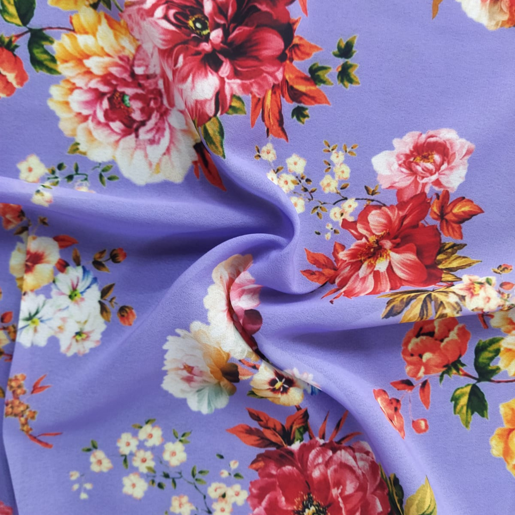 Enchanting Blossoms: Satin Georgette's Floral Tapestry of Elegance