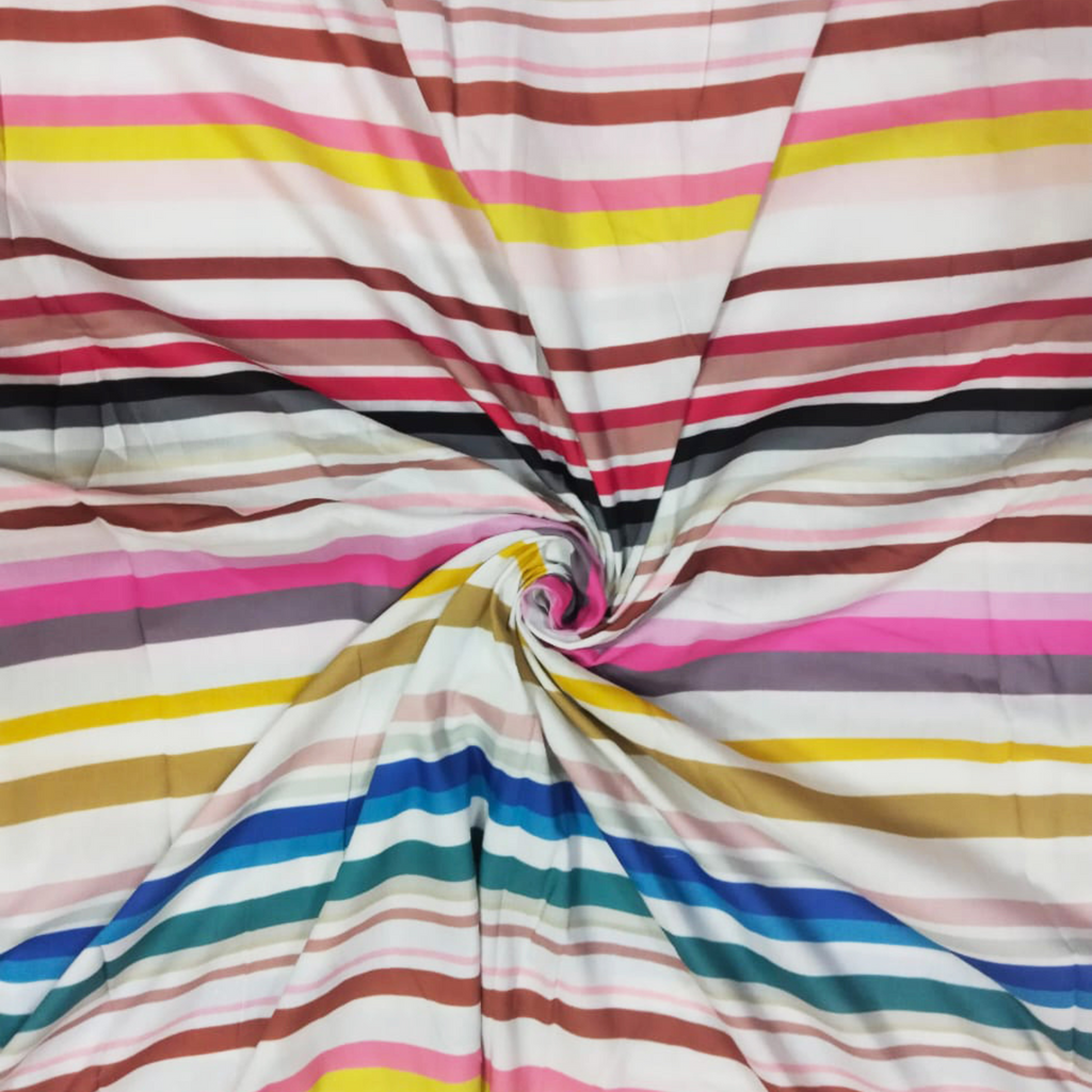 Elegant Alignment: Geometric Stripes on Crepe Silk