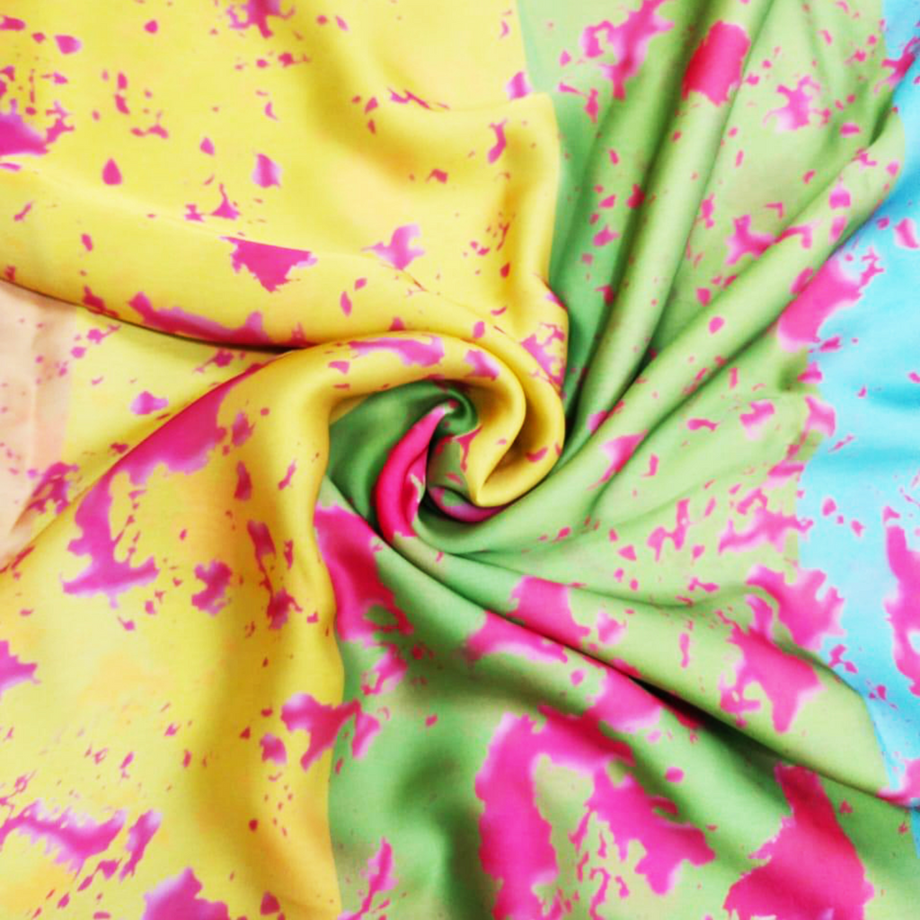 Artistically Crafted: Satin Georgette Tie & Dye Fabric - Embrace the Timeless Beauty