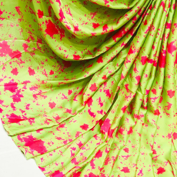 Tie & Dye Print with Green Base on Satin Georgette OM SS 333