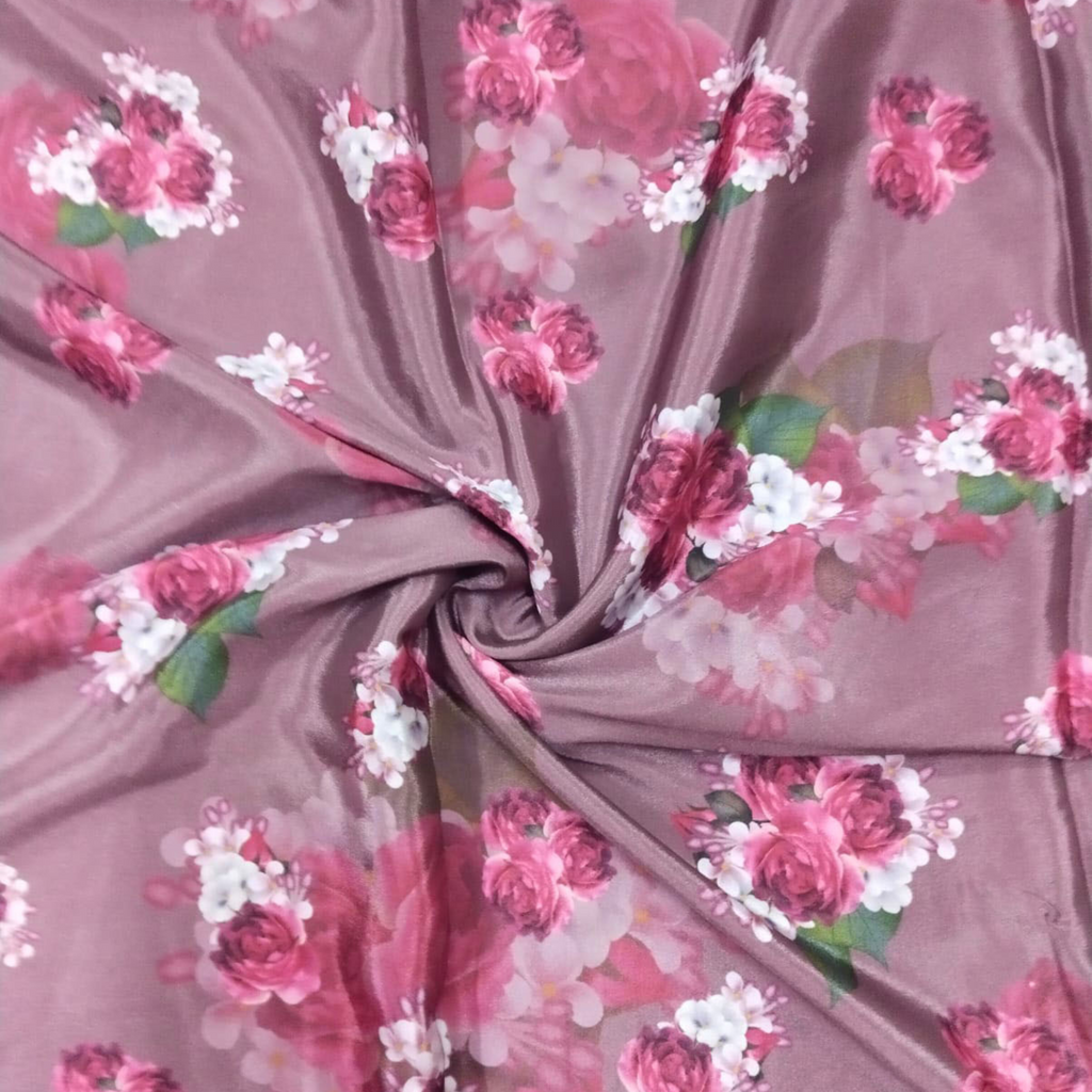 Rose Petal Serenade: Floral Elegance on Crepe Silk