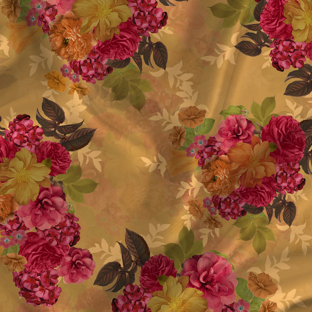 Elegant and Timeless: Satin Georgette Floral Rose Pattern Fabrics