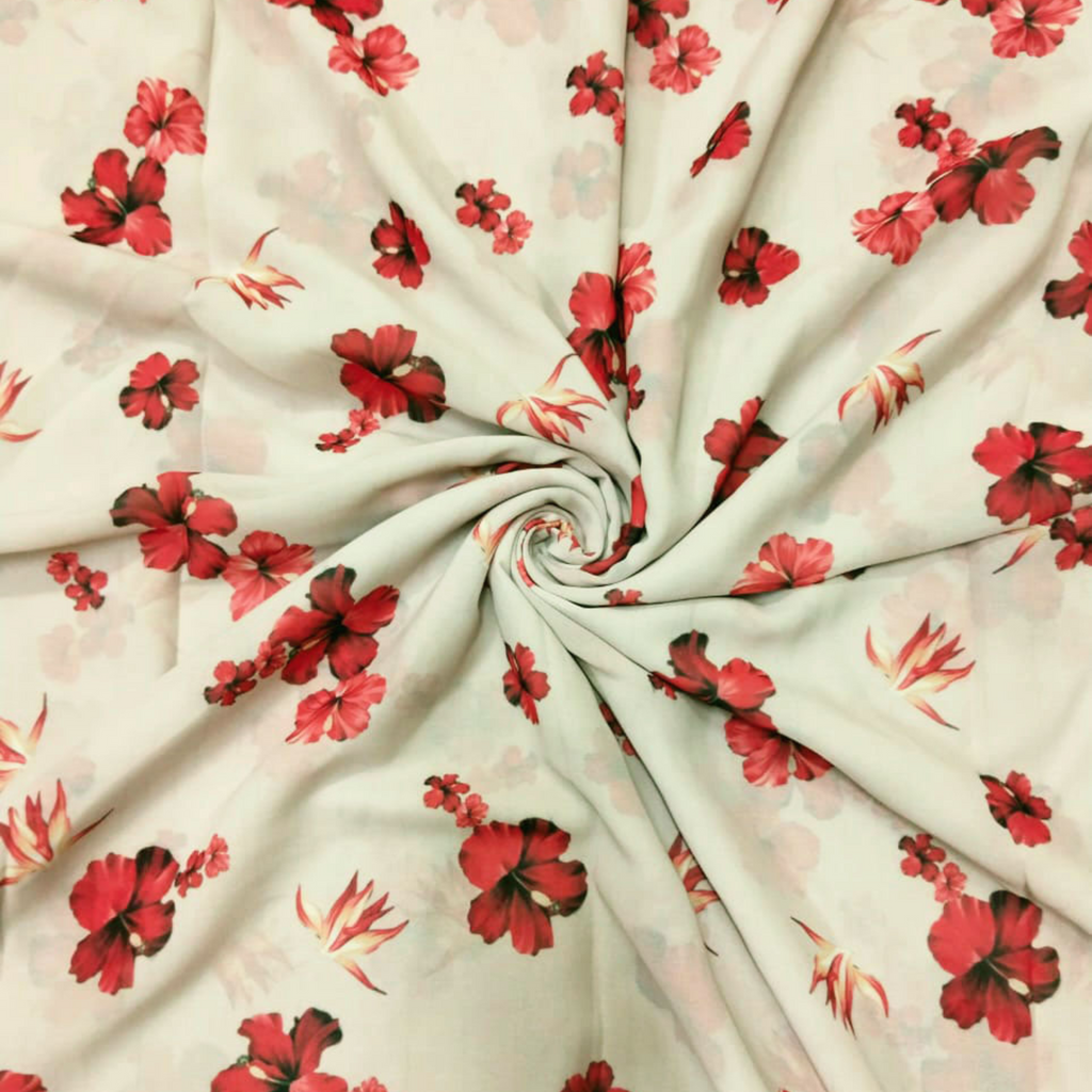 Enchanted Blooms: Satin Georgette Fabric with Floral Patterns