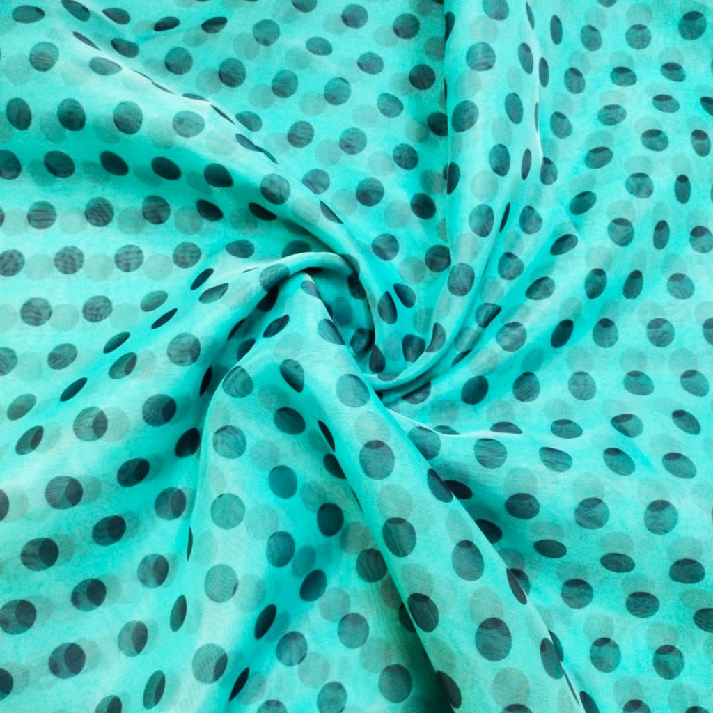 Geometric Delight: Satin Georgette's Polka Dot Charisma Unveiled by OM Fabs!