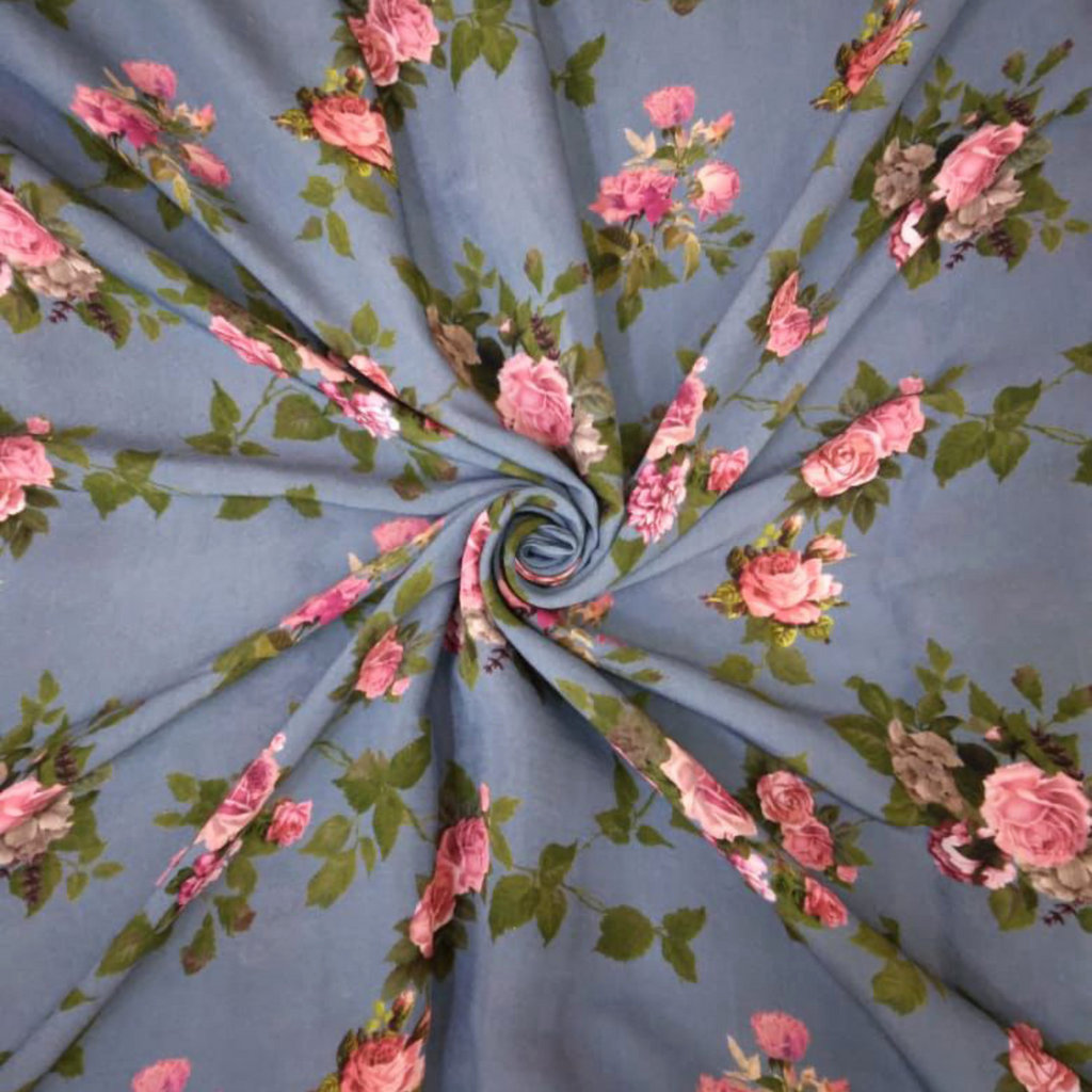 Ethereal Blooms: Pure Muslin Fabric Adorned with Floral Delights