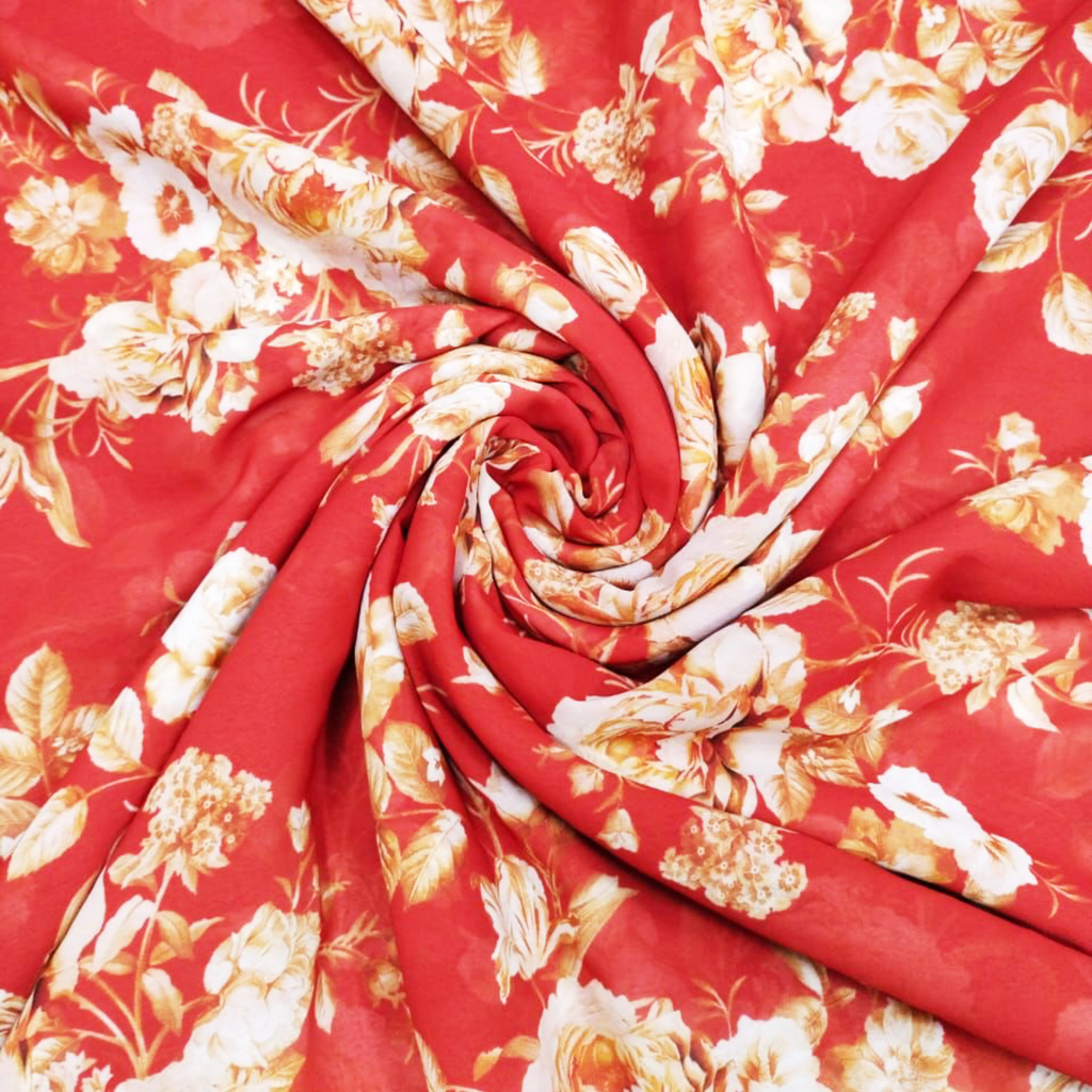 Satin Georgette: Blossoming Floral Delight