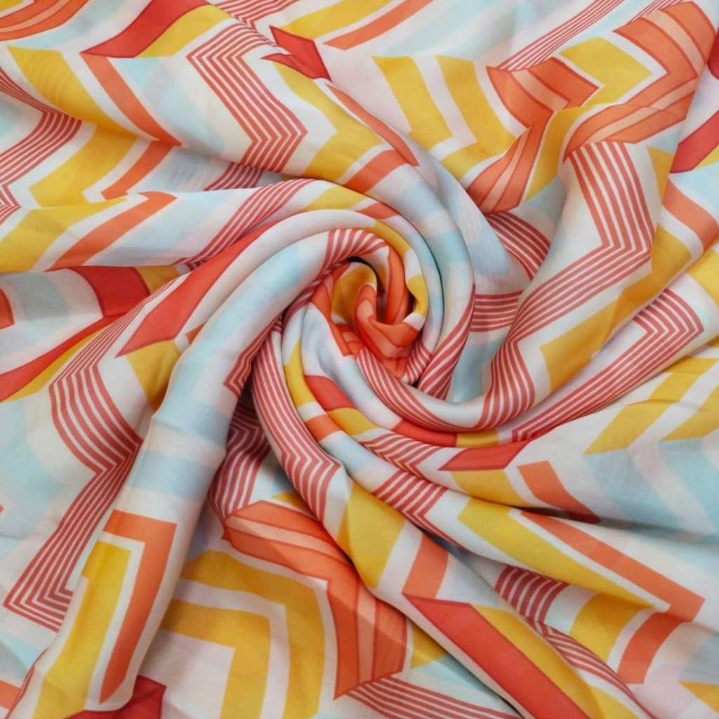 Bold Geometry: Satin Georgette Fabric with Striking Stripes