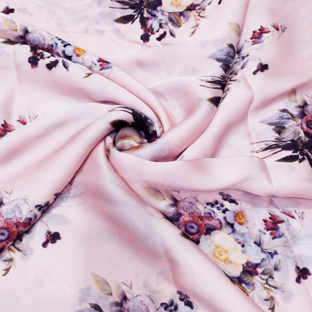 Whispering Petals: Satin Georgette's Mesmerizing Floral Harmony