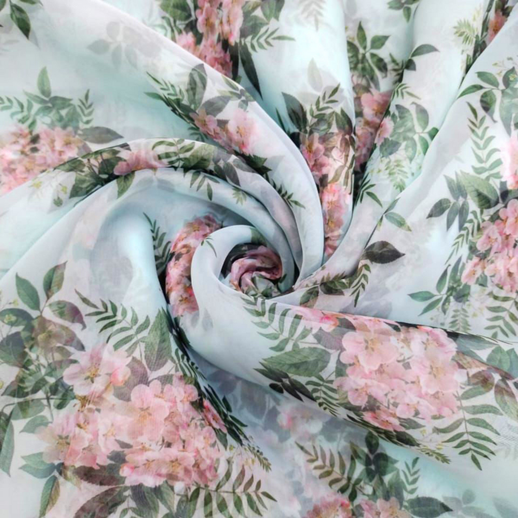 Ethereal Petal Symphony: Soft Organza Floral Fantasy