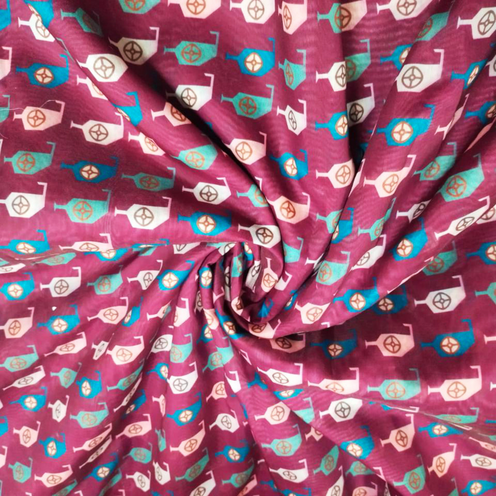 Geometric Delight: Mesmerizing Patterns on Satin Georgette